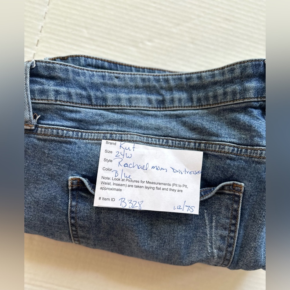 Kut Jeans Womens 24W Blue Medium Wash Rachael Mom‎ Jeans Distressed - Picture 7 of 8